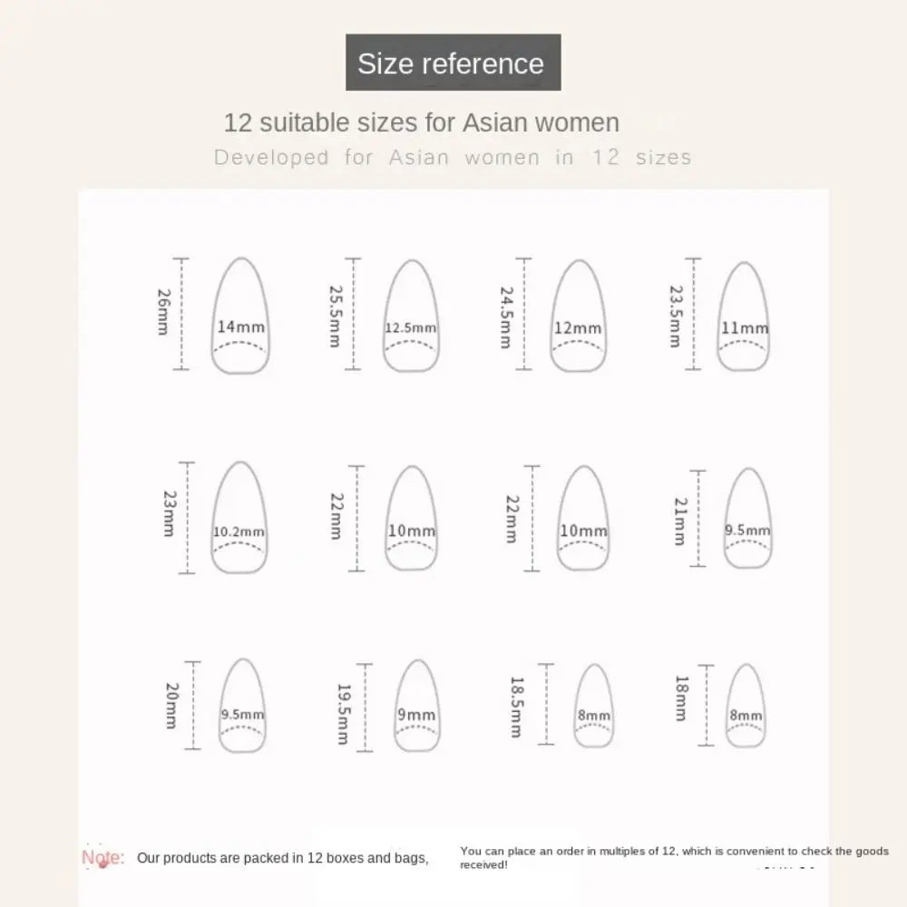 Long Almond Press On Nails Floral Glitter French 24pcs Set
