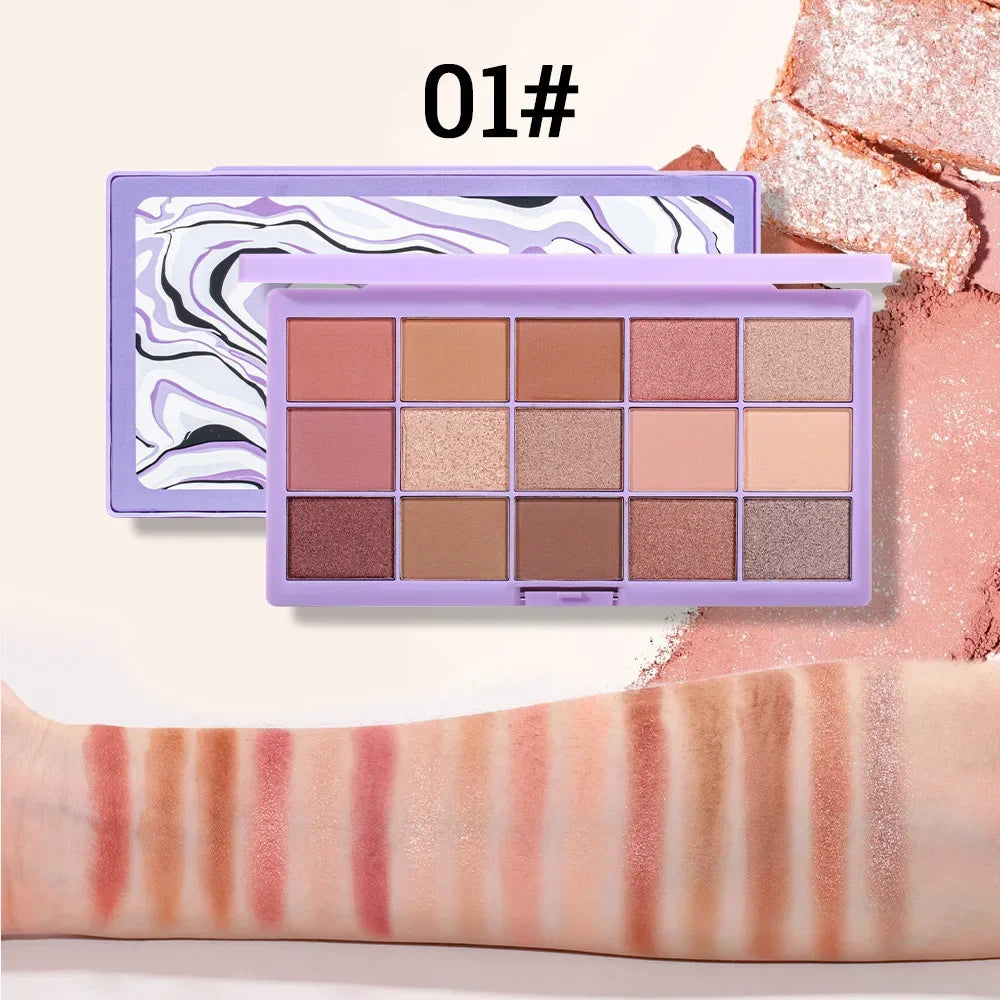 MISS ROSE 15-Color Nude Eyeshadow Palette – Matte & Shimmer Eyeshadow Palette PRIMED N7001-126-01