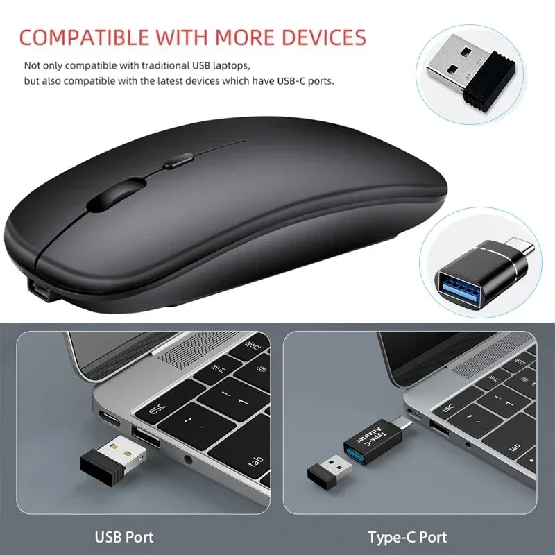 Slim Wireless Mouse – Dual Bluetooth & 2.4G, Rechargeable Wireless Mouse PRIMED