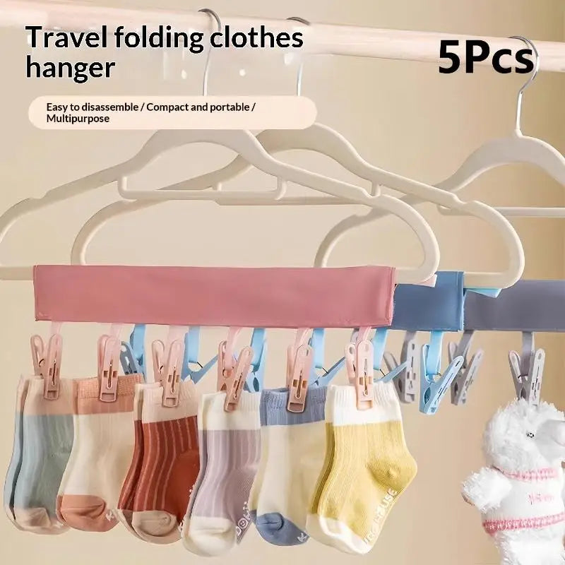 5-Pack Foldable Fabric Hanger with Clips | Portable Drying Rack Clothes Drying Rack PRIMED