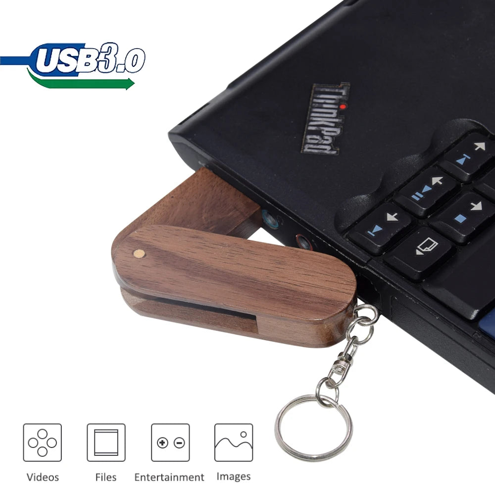 Walnut Wood USB 3.0 Flash Drive 8–128GB | Wedding Photo Gift Wood USB Flash Drive PRIMED