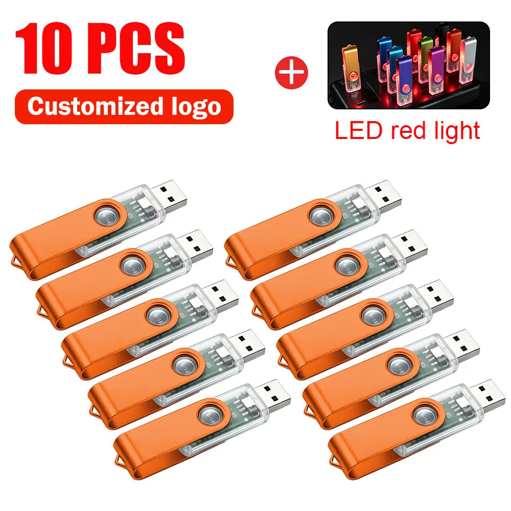 10-Pack Custom Logo Metal USB Flash Drives 256MB–128GB USB Flash Drive PRIMED 2GB x 10PCS orange-A