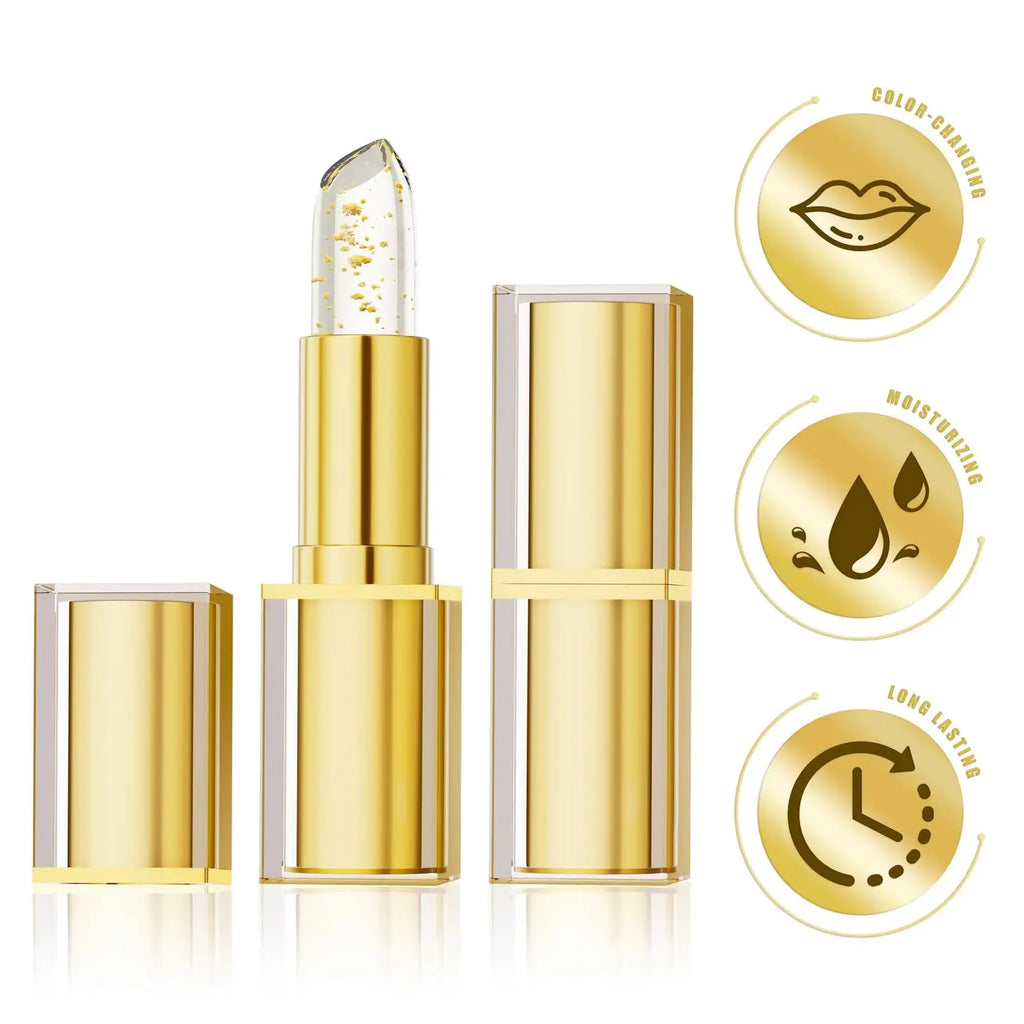 Hello Kiss Gold Foil Color-Change Plumping Lip Balm | Vegan Color Change Lip Balm PRIMED