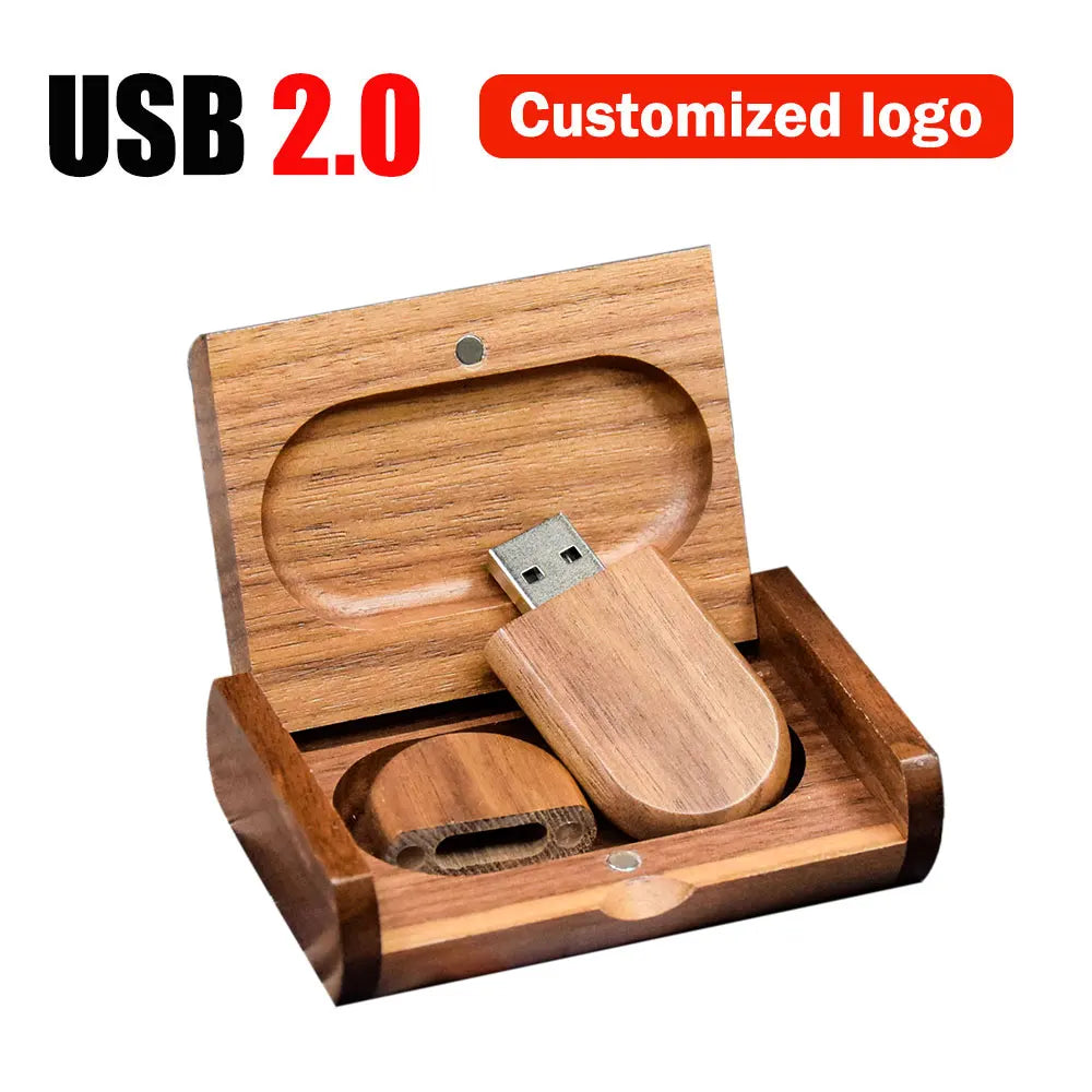 Wooden USB Flash Drive 4–64GB | Free Custom Logo Engraving