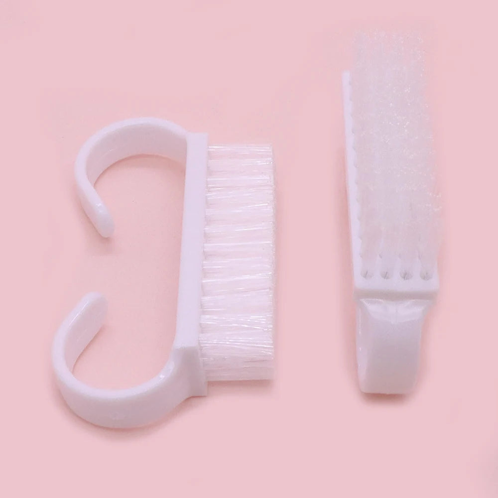 White Nail Cleaning Brush Set – Finger-Ring Manicure Tool Nail Cleaning Brush PRIMED