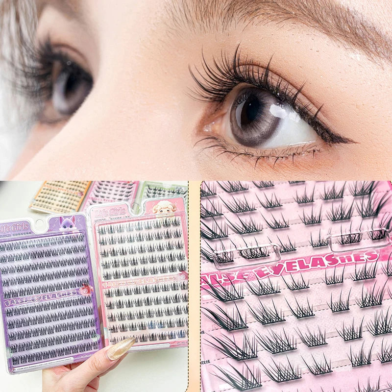 Glue-Free Self-Adhesive Cluster Lashes | DIY Eyelash Extension False Eyelashes PRIMED