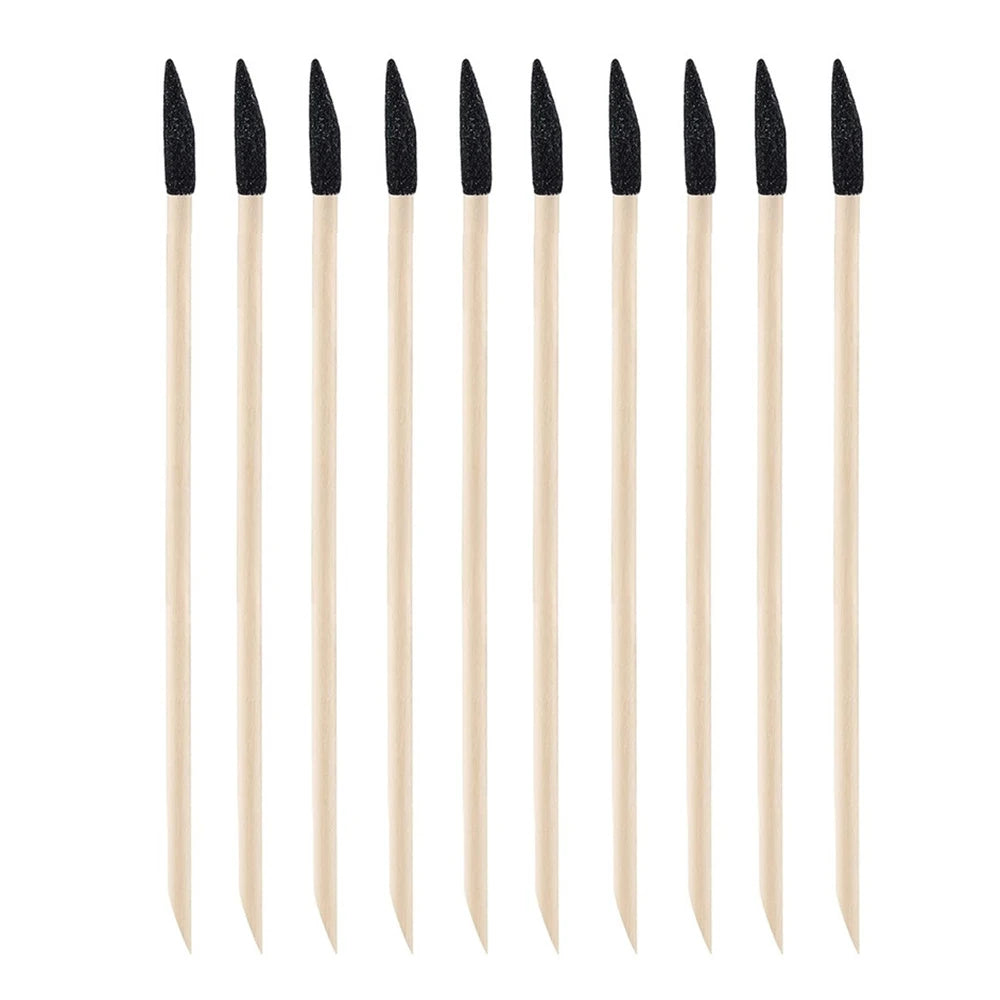 Wooden Nail Sand Tip Files & Cuticle Pusher Sticks – 10/20/40Pcs