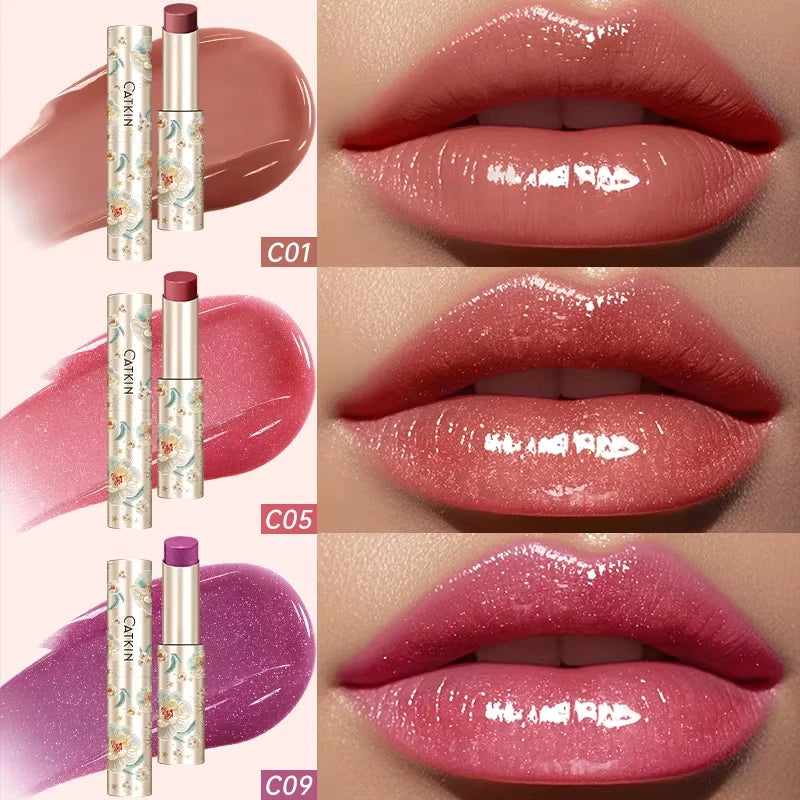 CATKIN Glossy Lip Balm – 12H Hydrating Tinted Lipstick Glossy Lip Balm PRIMED C01 C05 C09