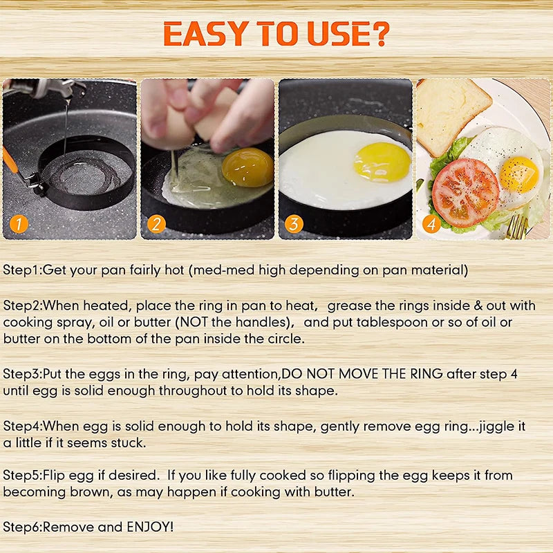 Stainless Steel Egg Ring & Pancake Mold with Silicone Handle Egg Ring Mold PRIMED
