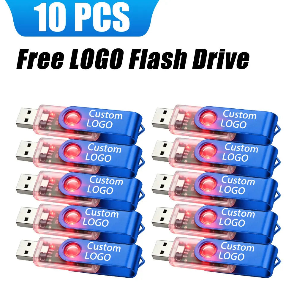 10-Pack Custom Logo Metal USB Flash Drives 512MB–64GB USB Flash Drive PRIMED
