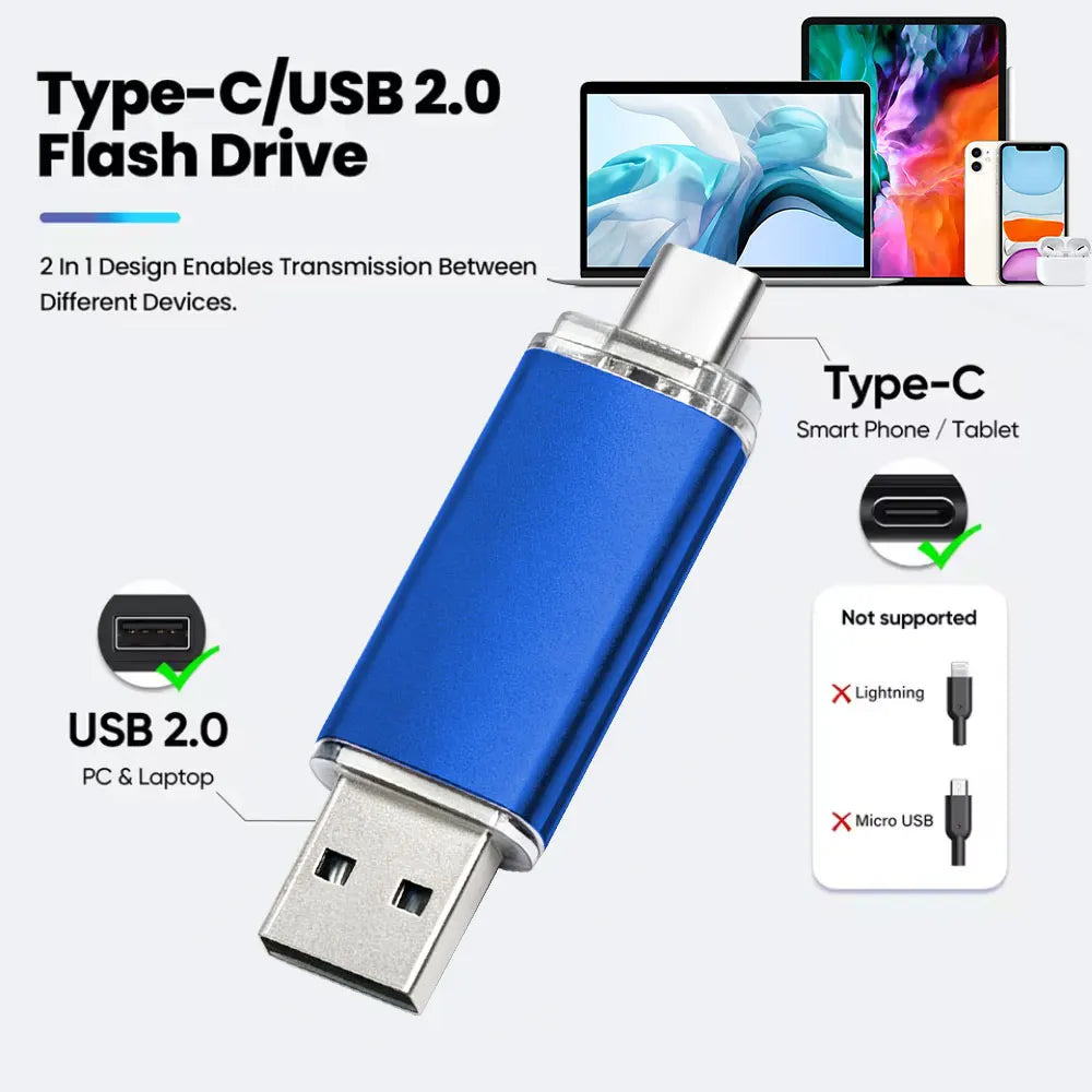 Type-C USB Flash Drive Bulk 10/50 Pcs | Free Custom Logo USB Flash Drive PRIMED