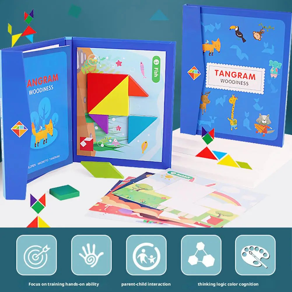 Magnetic Tangram Puzzle for Kids | Montessori Jigsaw Set Magnetic Puzzle Set PRIMED