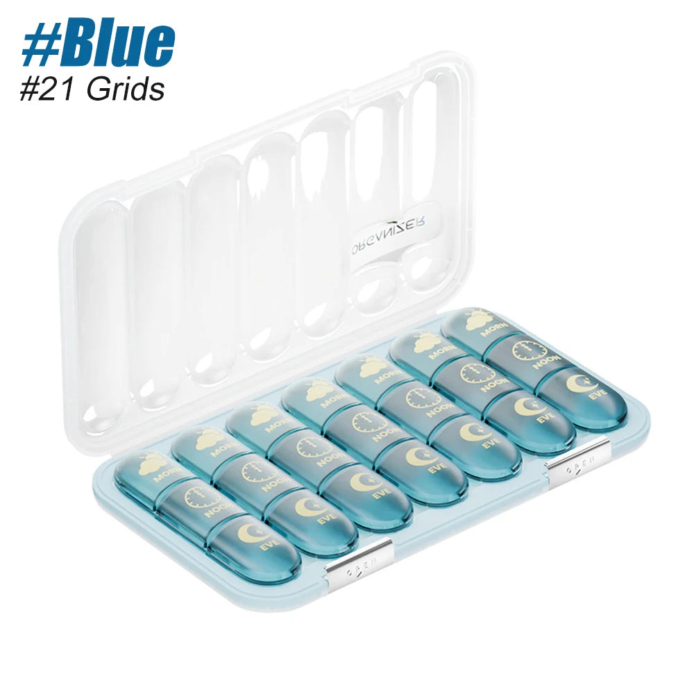 Weekly Pill Organizer 3-4x Daily | Moisture-Proof Travel Pill Box