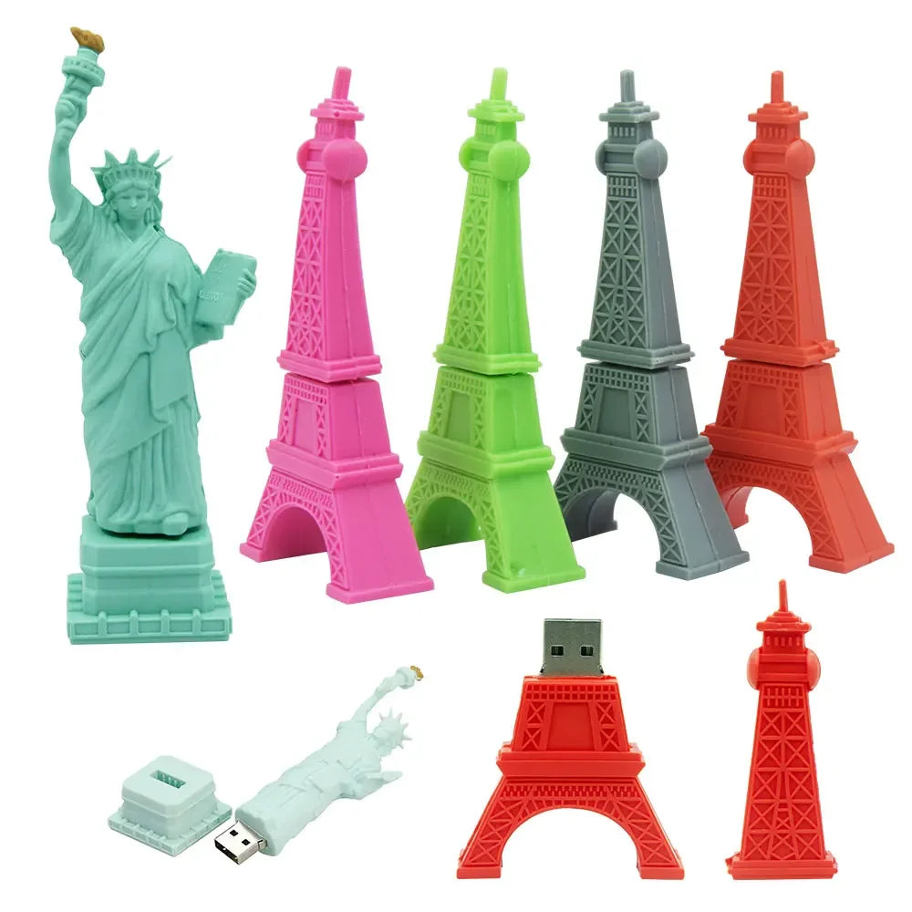 Eiffel Tower & Statue of Liberty USB Flash Drive 4GB–128GB Novelty USB Flash Drive PRIMED