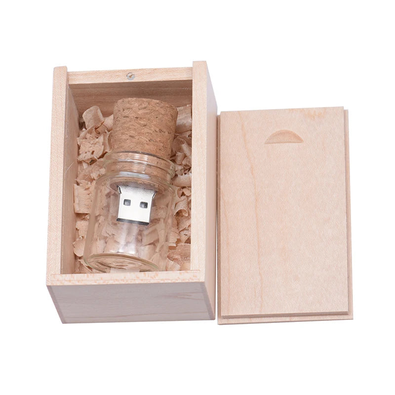 JASTER Drifting Bottle USB Flash Drive in Wooden Gift Box USB Flash Drive PRIMED