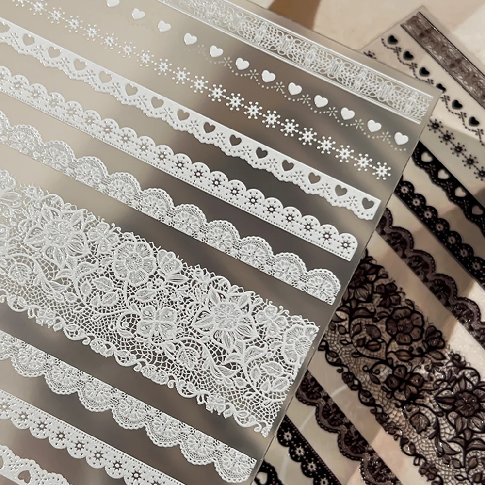 Lace Nail Art Stickers | Ballet Bowknot & Grid Nail Decals Nail Art Stickers PRIMED