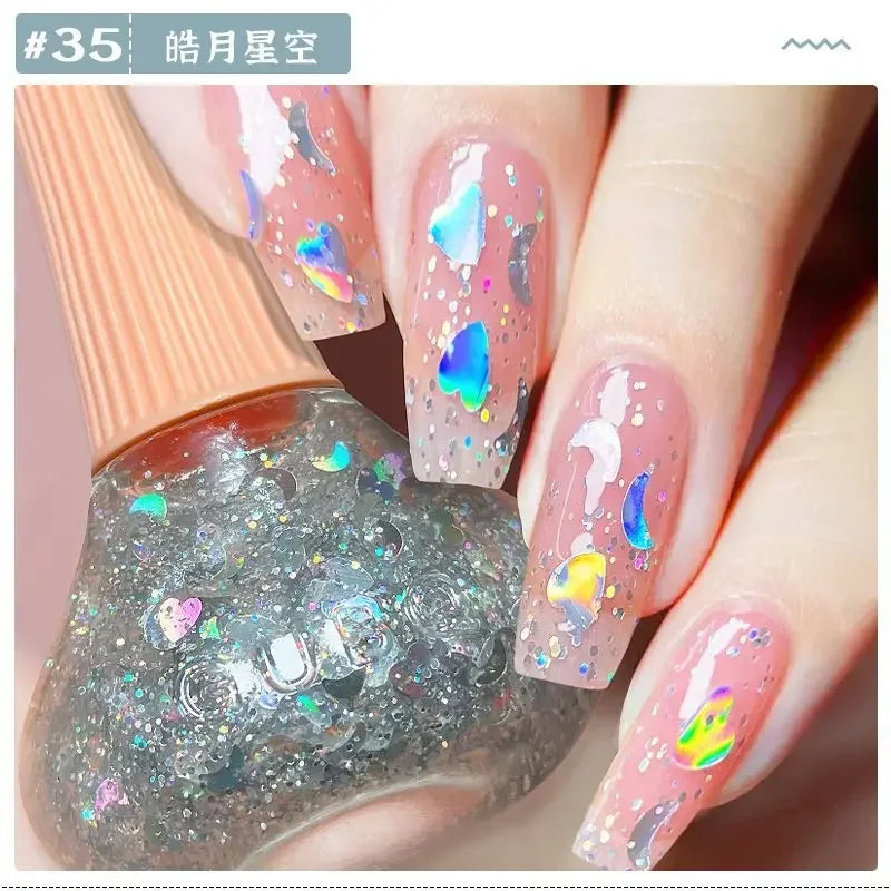 Glitter Gel Nail Polish Quick Dry Autumn Coffee Tones 12ml