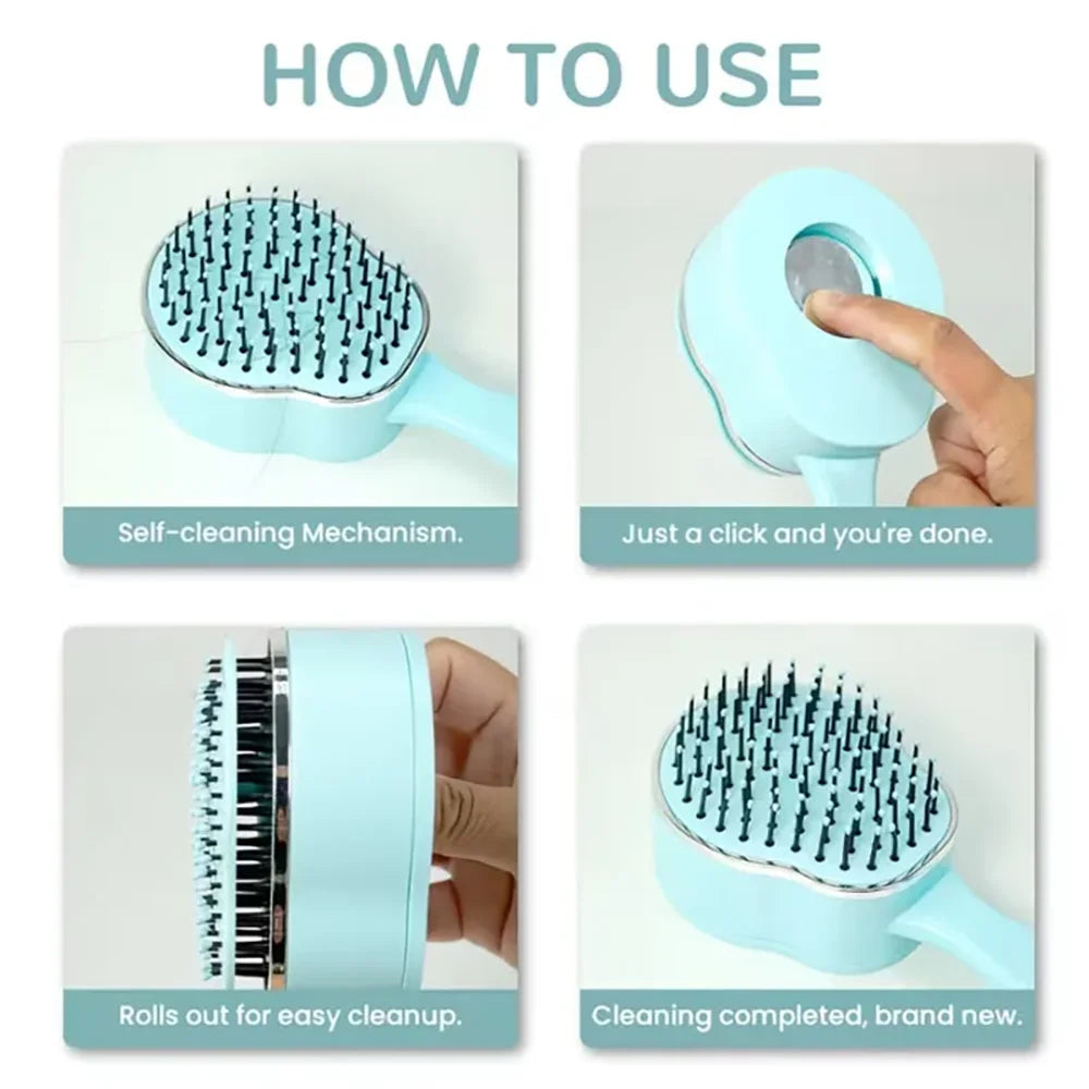 Self-Cleaning Air Cushion Hair Brush – Scalp Massage Comb Hair Brush Comb PRIMED