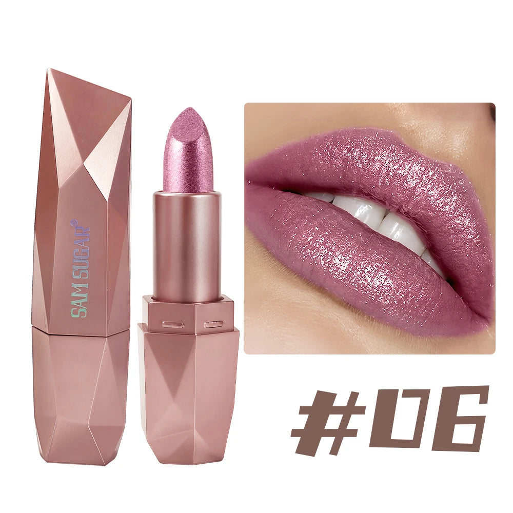 SAM SUGAR Diamond Glitter Lipstick | Metallic Waterproof Shine