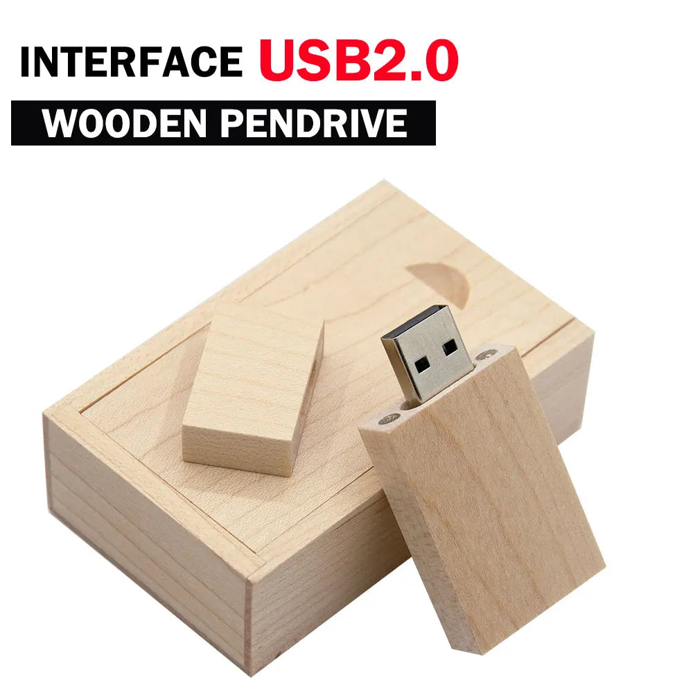 Wooden USB Flash Drive Custom Logo 4GB–128GB | Gift Box USB Flash Drive PRIMED 64 GB Maple wood with box