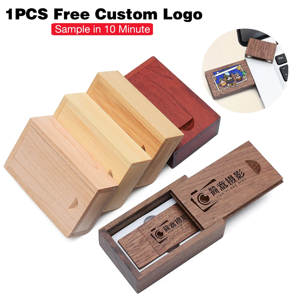 JASTER Wooden USB Flash Drive Custom Logo 4GB–128GB Wooden USB Flash Drive PRIMED