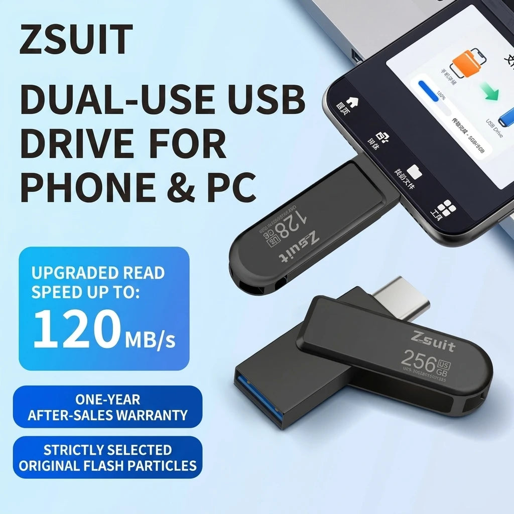 2-in-1 USB-C & USB-A 3.0 Dual Flash Drive | Phone & PC USB Flash Drive PRIMED 32GB USB 3.0