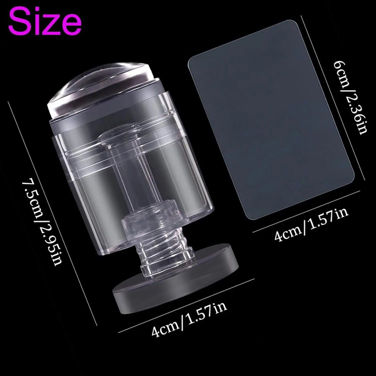Rotatable Clear Silicone Nail Art Stamper & Scraper Set