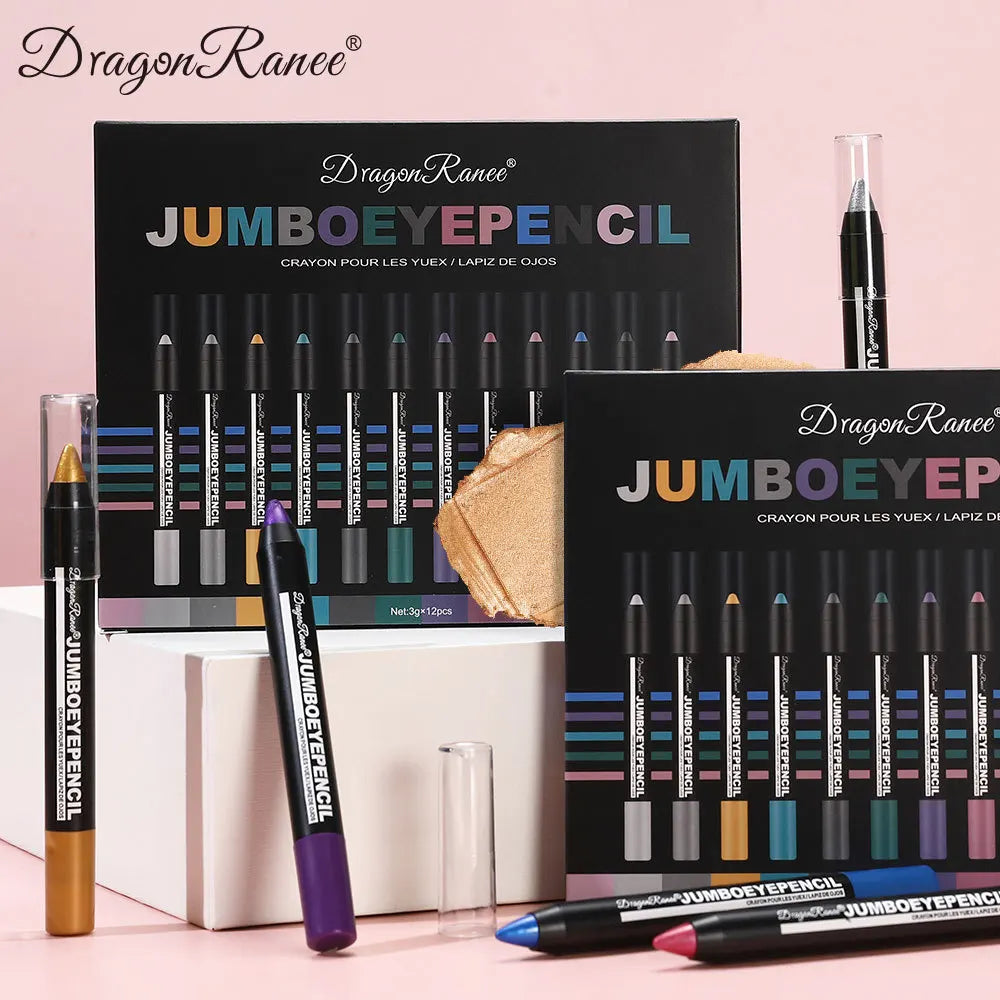 12-Piece Glitter Eyeshadow Pencil Set – Waterproof Shimmer Sticks Eyeshadow Pencil Set PRIMED