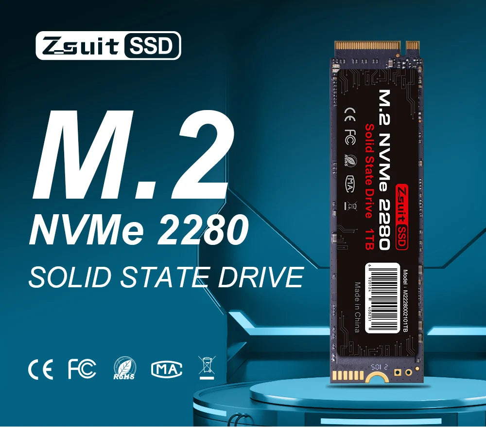 Zsuit M.2 NVMe SSD 128GB–1TB PCIe 3.0 Internal Drive