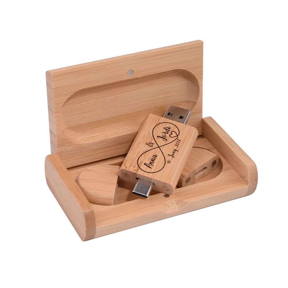 2-in-1 Wooden Bamboo USB Flash Drive Type-C | Custom Logo USB Flash Drive PRIMED