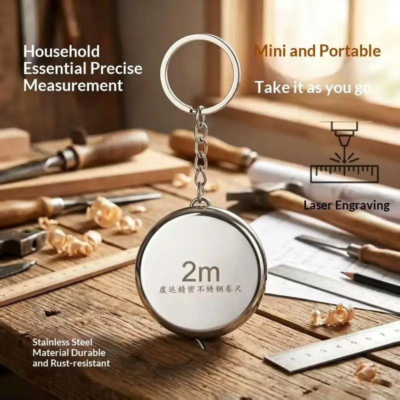 Mini 2M Keychain Tape Measure | Stainless Steel Retractable Keychain Tape Measure PRIMED