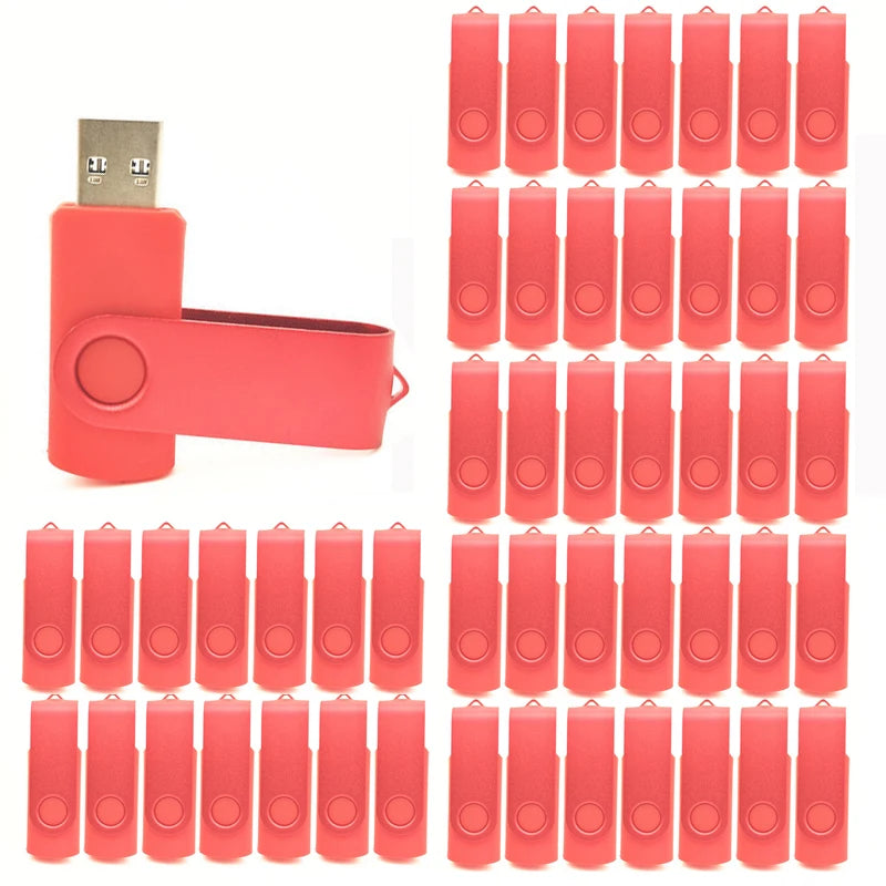 50-Pack Custom Logo USB 2.0 Flash Drives | 1GB–64GB Metal USB Flash Drives PRIMED Red-J1 64GB-50Pcs