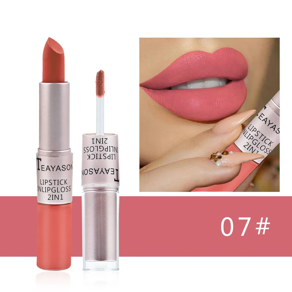 TEAYASON 2-in-1 Velvet Matte Lipstick & Lip Gloss Waterproof