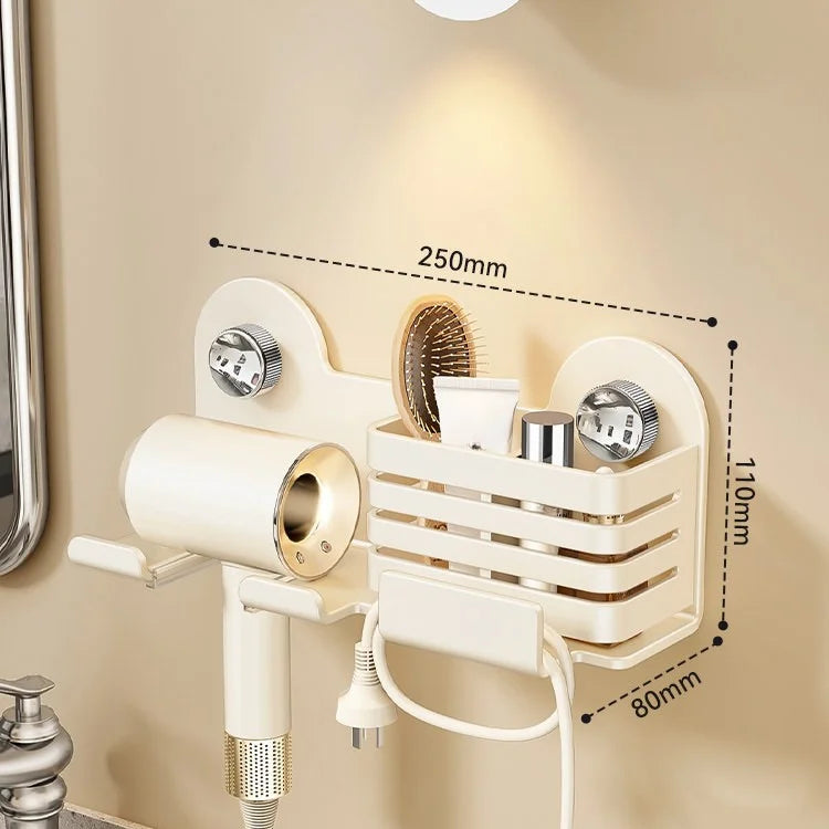 Wall-Mount Hair Dryer Holder & Styling Tool Organizer