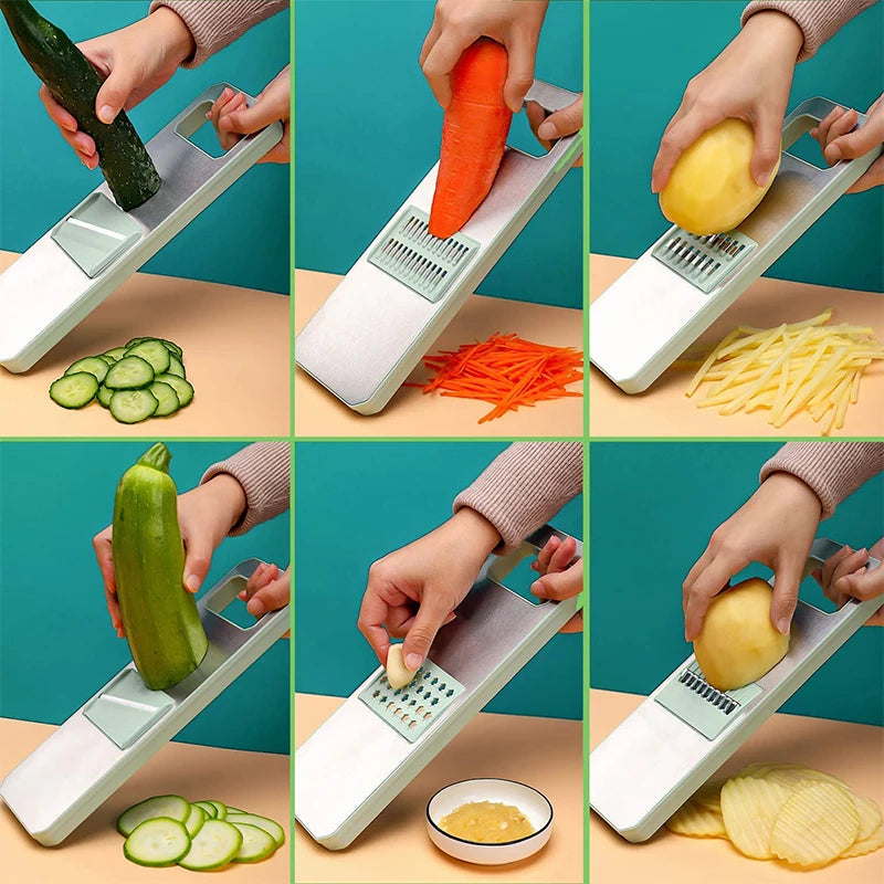 LMETJMA 6-in-1 Mandoline Vegetable Slicer & Julienne Shredder Mandoline Vegetable Slicer PRIMED
