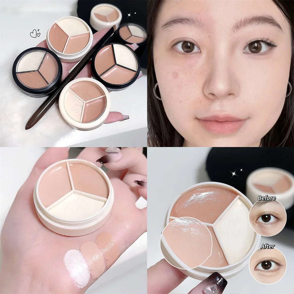 Tricolor Correcting Concealer Palette – Full Coverage Cream