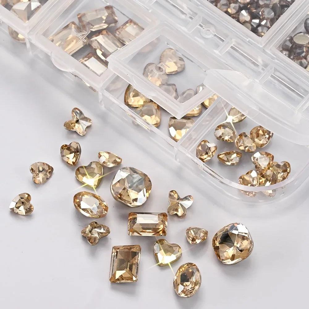 12-Grid 3D Nail Art Rhinestones – Mixed Glass Charms DIY