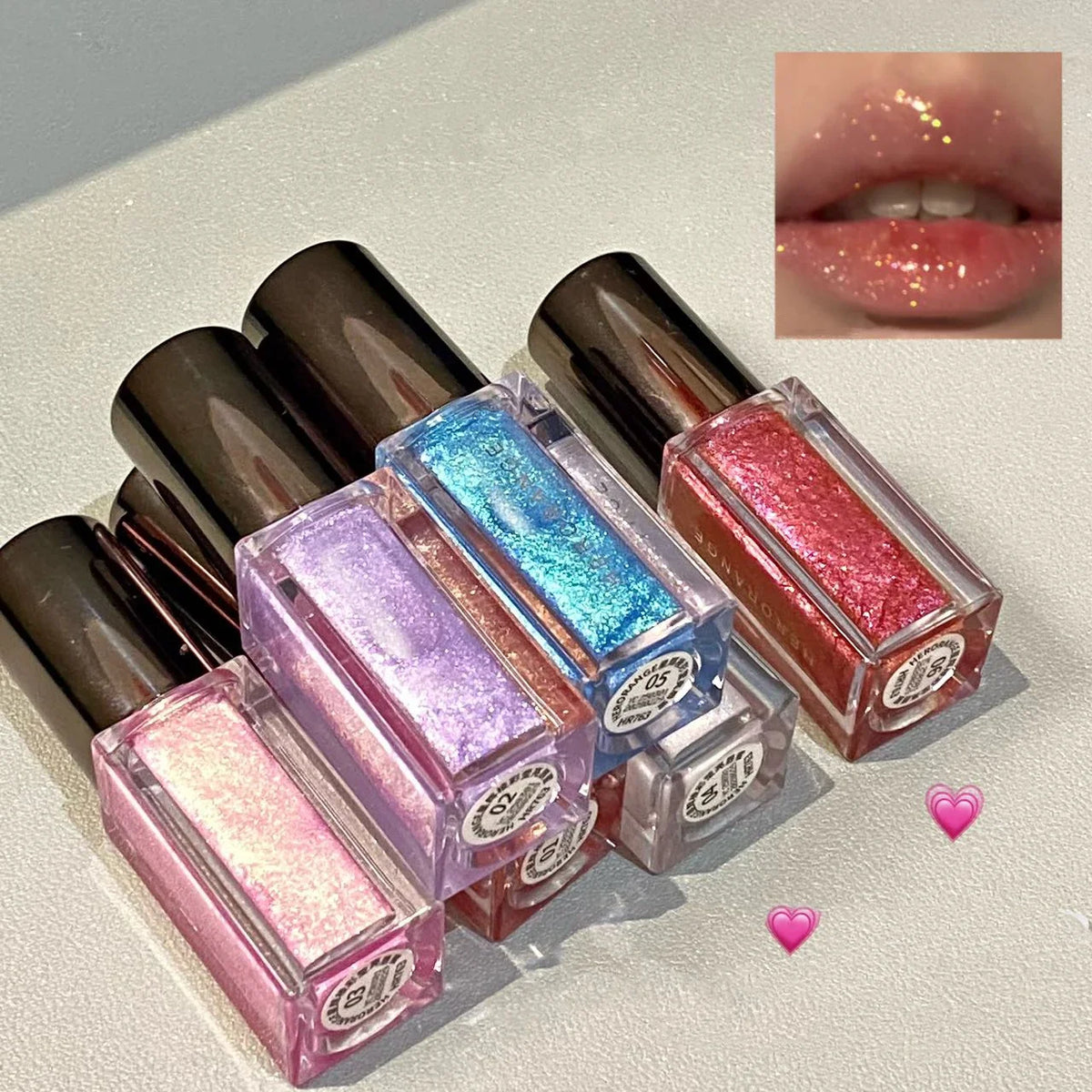 Pink Glitter Lip Gloss – Shimmer Mirror Lip Glaze & Tint Glitter Lip Gloss PRIMED
