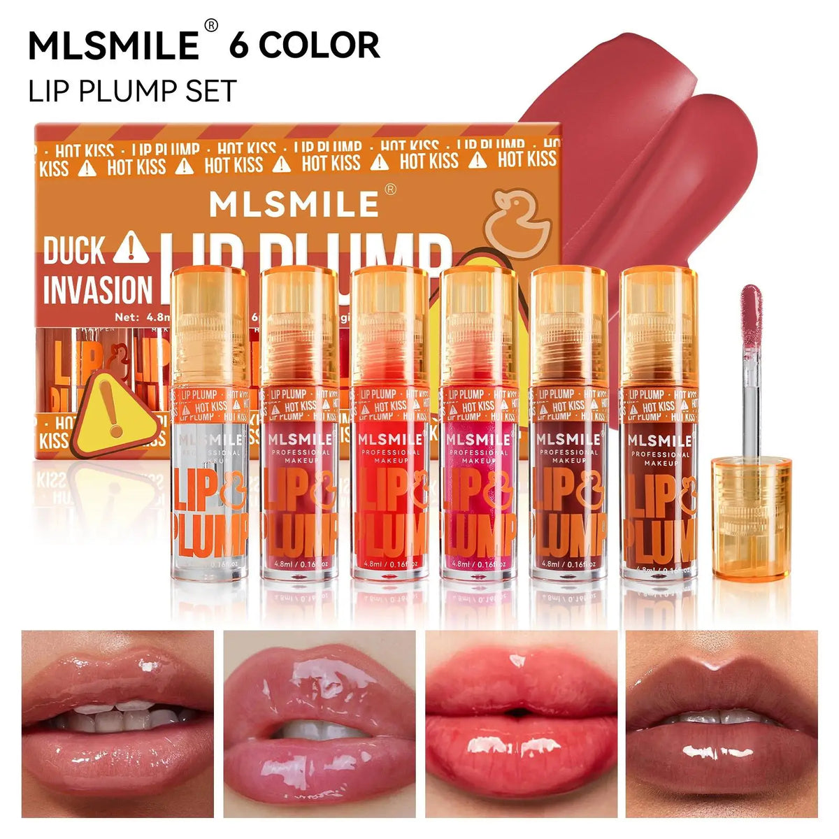 MLSMILE Lip Plumper Gloss Oil Set – Mirror Finish 6 Pcs Lip Gloss Set PRIMED