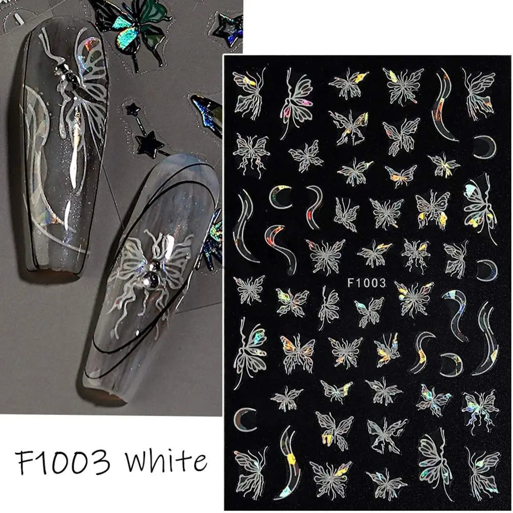 Y2K Laser Nail Stickers – Glitter Butterfly Nail Art Decals