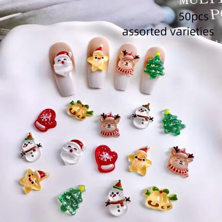 Christmas Nail Art Charms 30/50pcs – Xmas Manicure Decor Nail Art Charms PRIMED 50pcs