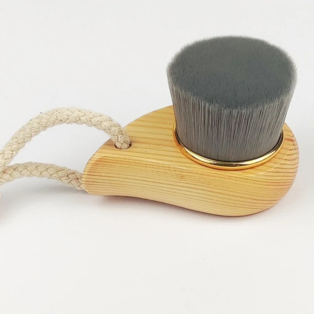 Soft Bristle Facial Cleansing Brush | Curved Wood Handle