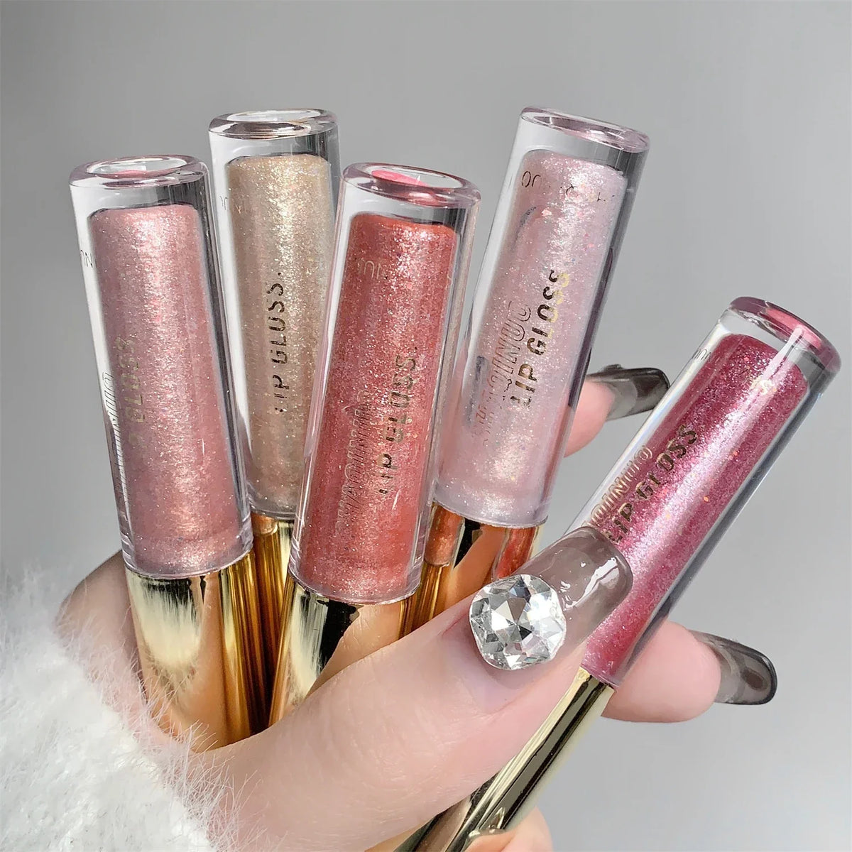 Pearl Diamond Glitter Lip Gloss – Moisturizing Plumping Tint Glitter Lip Gloss PRIMED