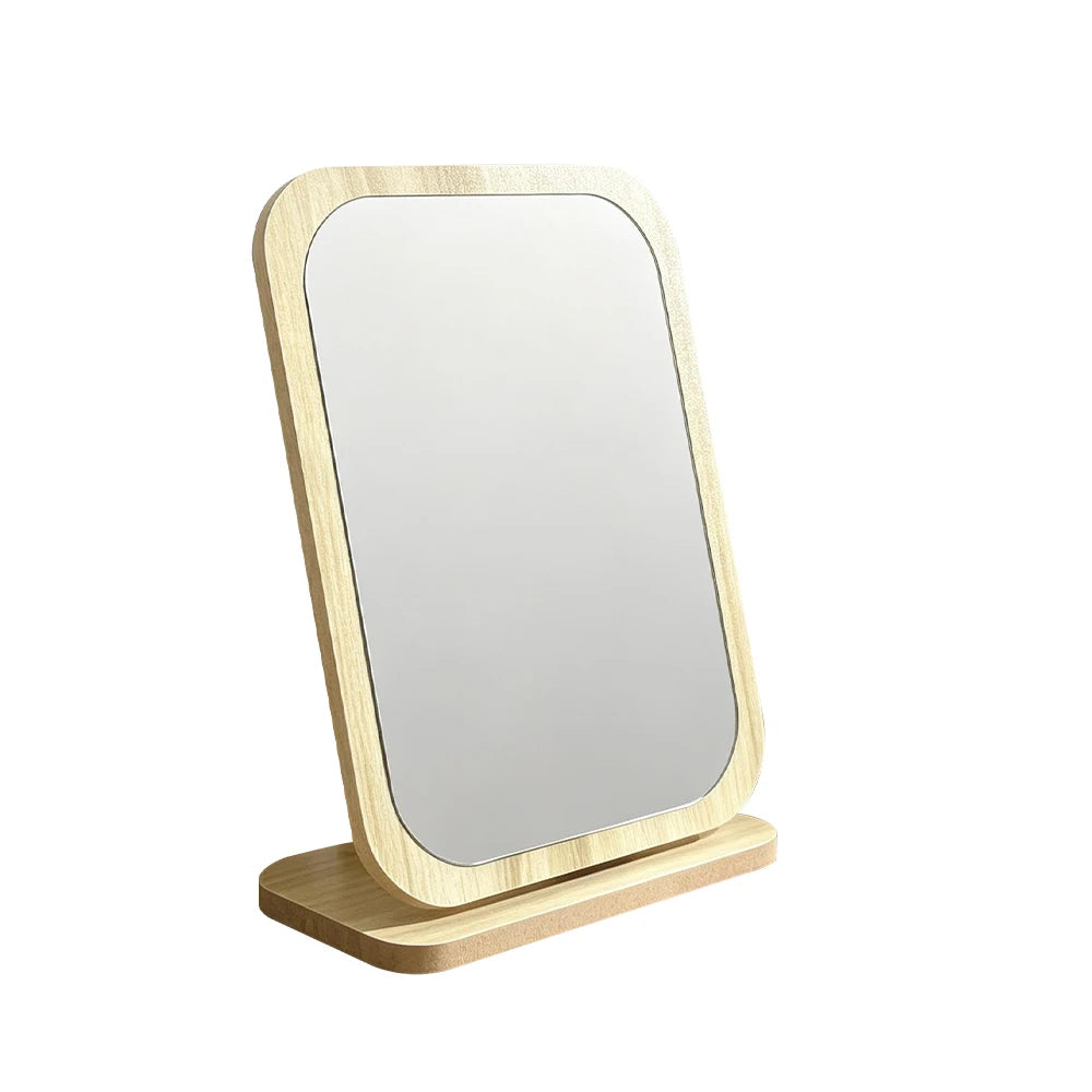 Wooden Vanity Makeup Mirror HD 360° Rotating Folding Desktop