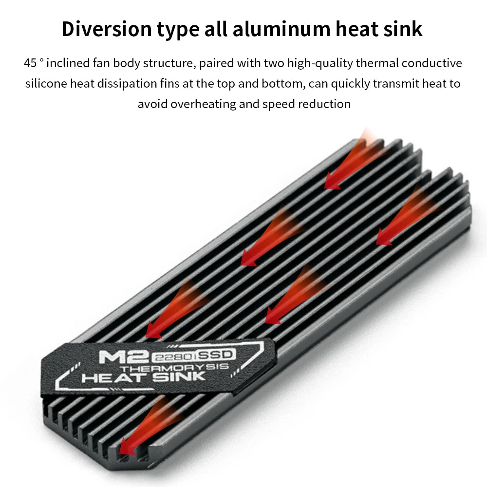 TISHRIC M.2 2280 NVMe SSD Aluminum Heatsink with Thermal Pad SSD Heatsink Cooler PRIMED