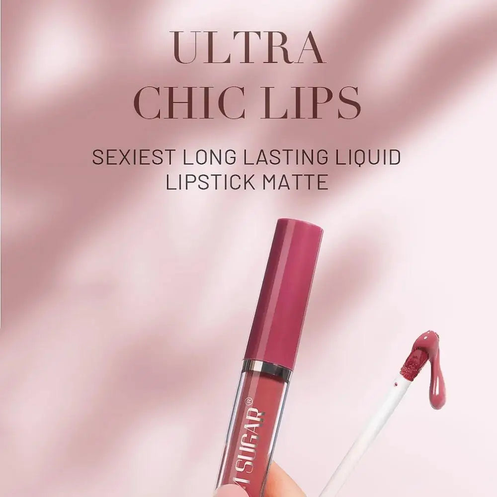 SAM SUGAR Matte Liquid Lipstick 6Pcs Set – Waterproof Velvet Liquid Lipstick Set PRIMED