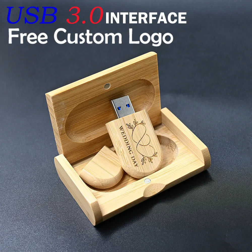 10-Pack Bamboo USB 3.0 Flash Drives | Custom Logo 4–128GB USB Flash Drive PRIMED