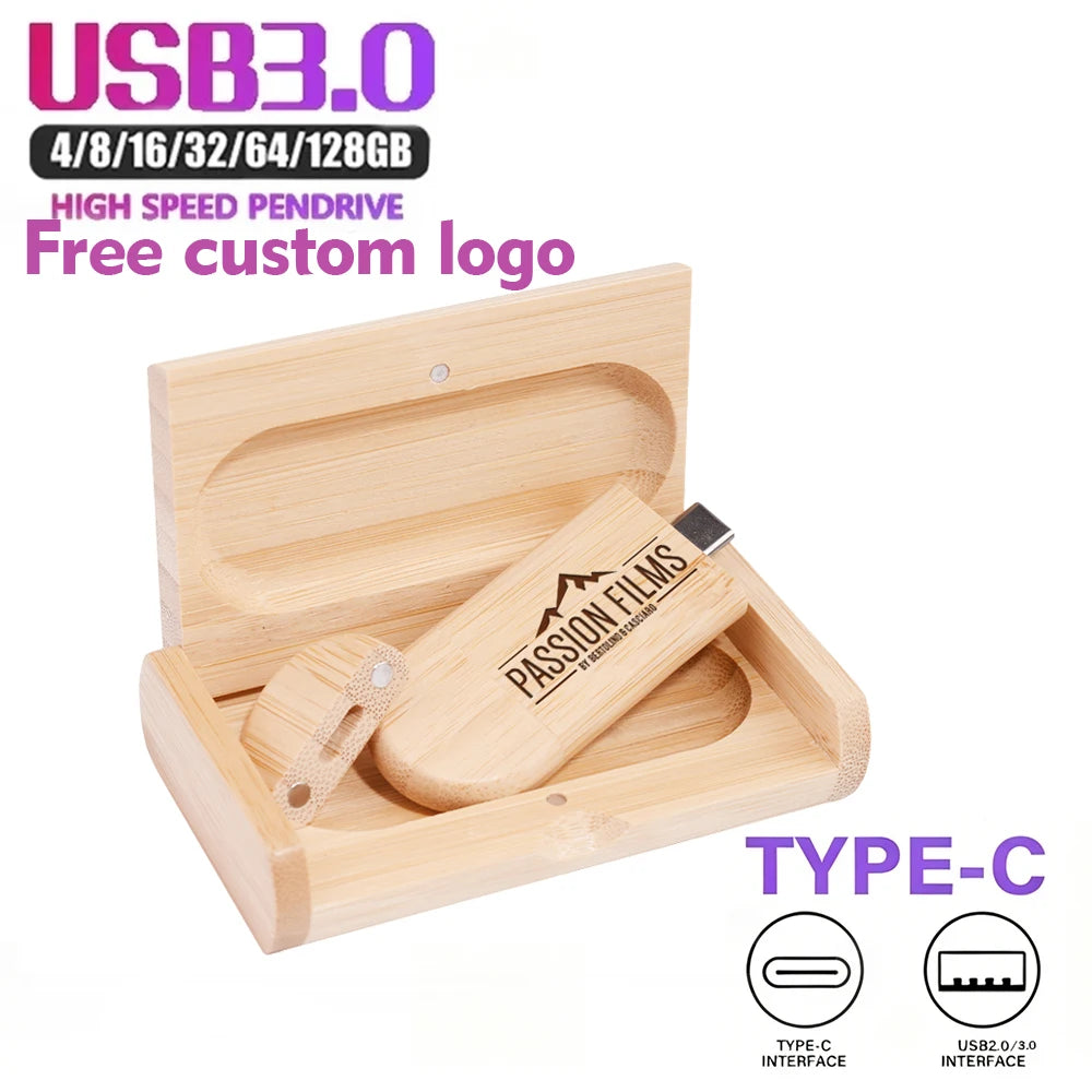 Wooden USB Flash Drive Type-C Custom Logo 16–128GB | JASTER USB Flash Drive PRIMED