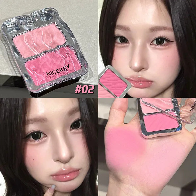 Two-Color Matte Blush Peach Pink Waterproof Contour Rouge