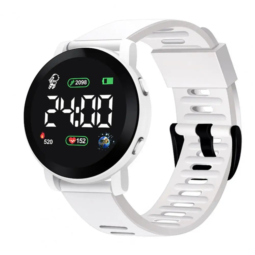 Kids LED Digital Sports Watch – Calendar & Step Tracker Kids Digital Watch PRIMED White